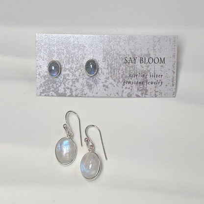 'Aurora' Moonstone Sterling Silver Earring Set - Say Bloom