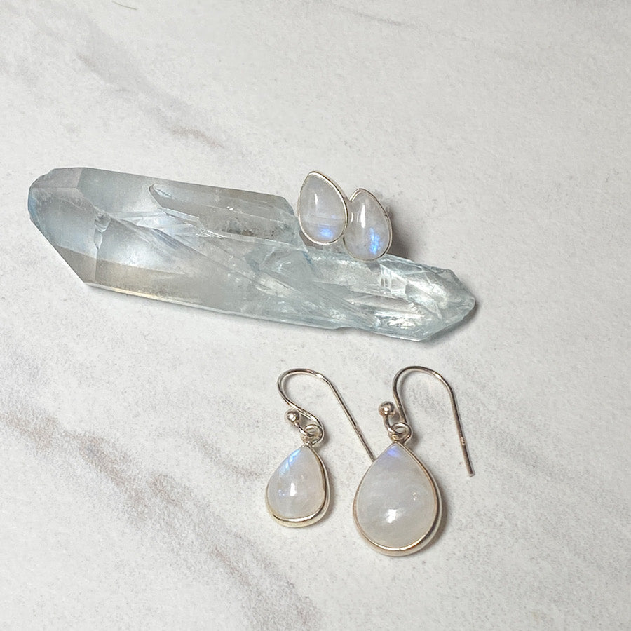 'Aurora' Moonstone Sterling Silver Earring Set - Say Bloom