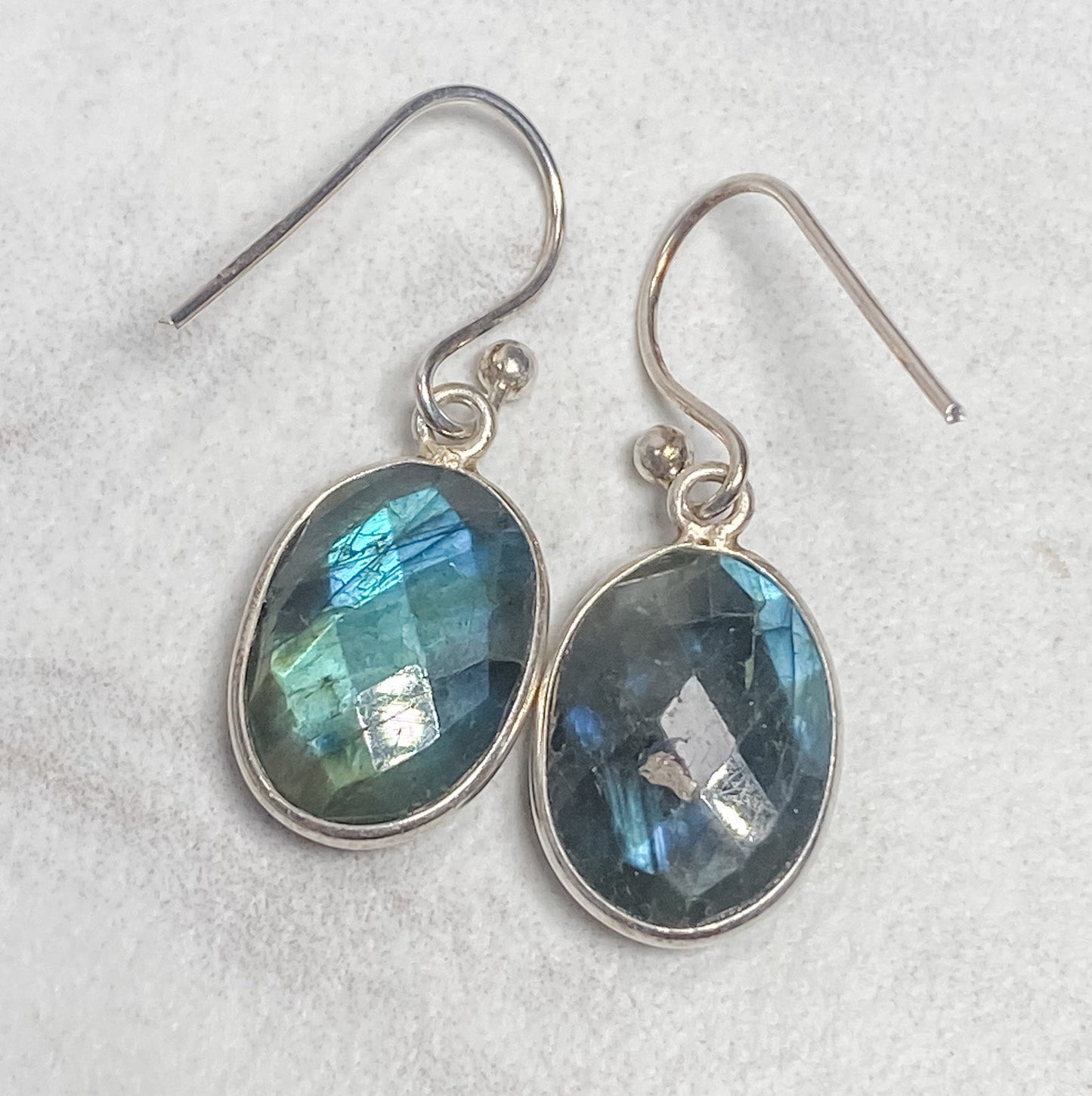 Faceted Labradorite Sterling Stud Earrings - Say Bloom