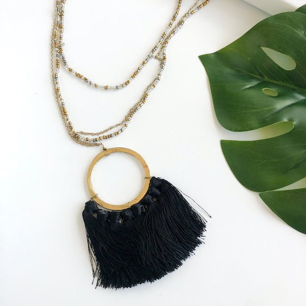 Fringed Pendant Necklace - Say Bloom