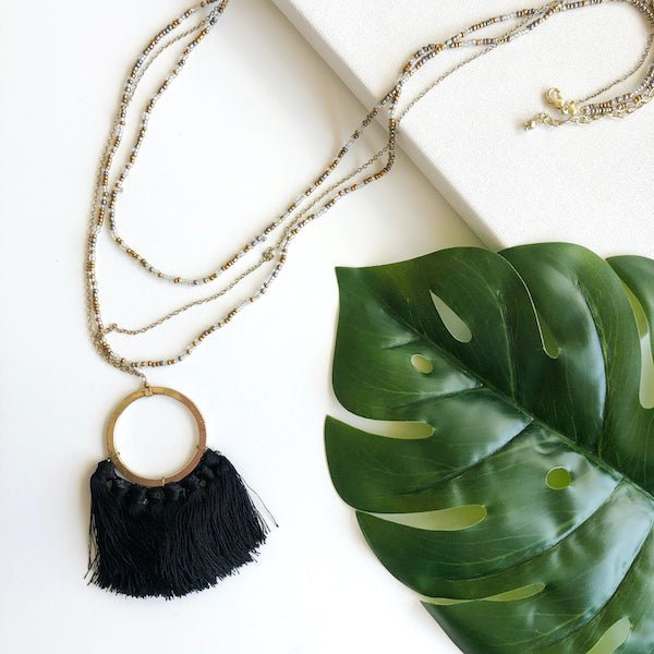 Fringed Pendant Necklace - Say Bloom