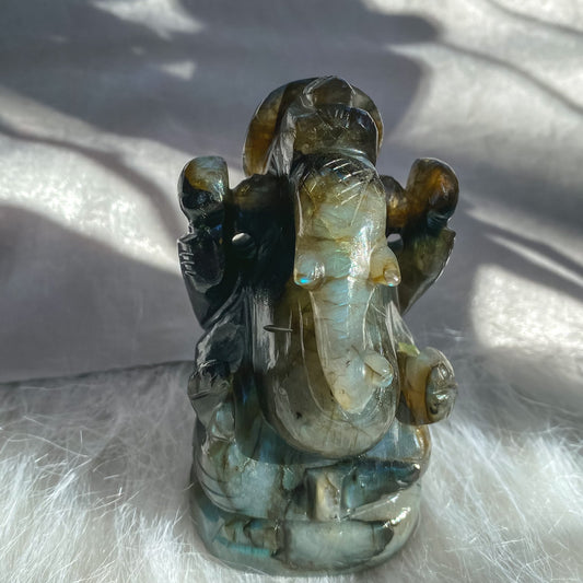 Hand Carved Labradorite Ganesha - Say Bloom