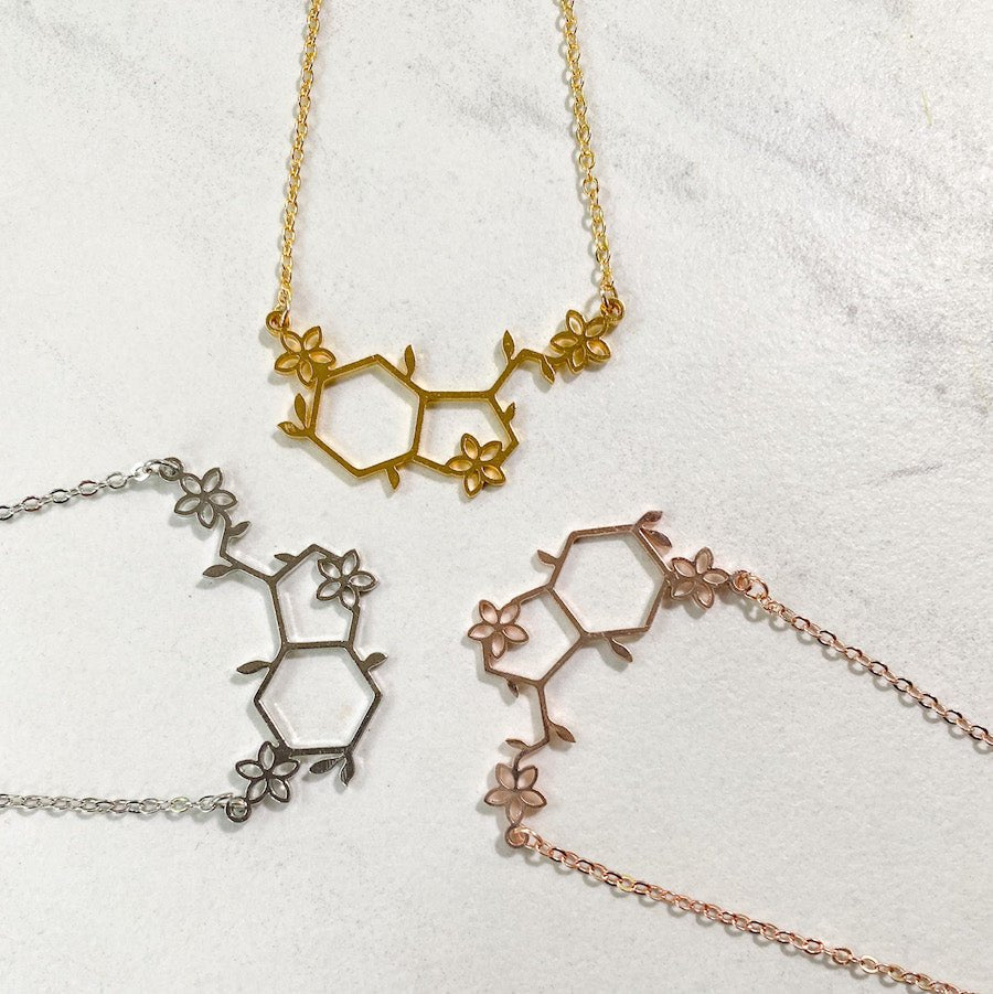 'Happy For You' Serotonin Molecule Necklace - Say Bloom