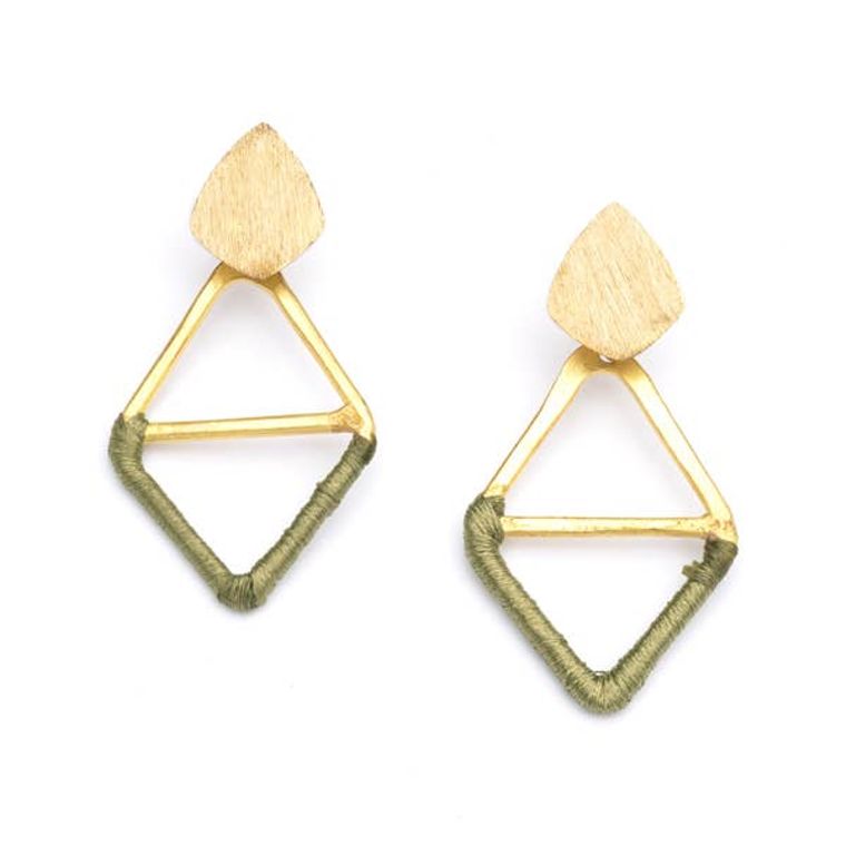 Kaia Earrings - Olive Diamond - Say Bloom