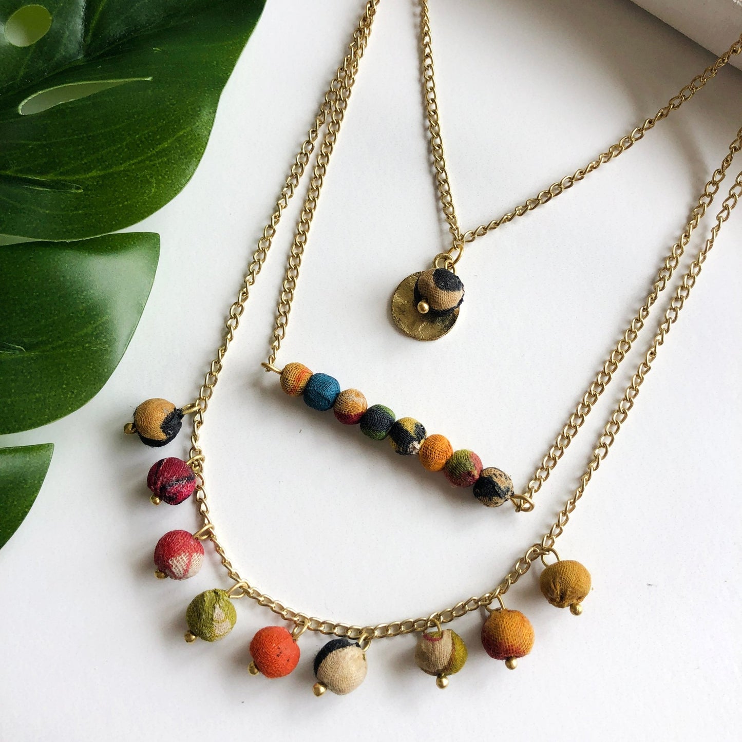 Kantha Triple Layer Necklace - Say Bloom