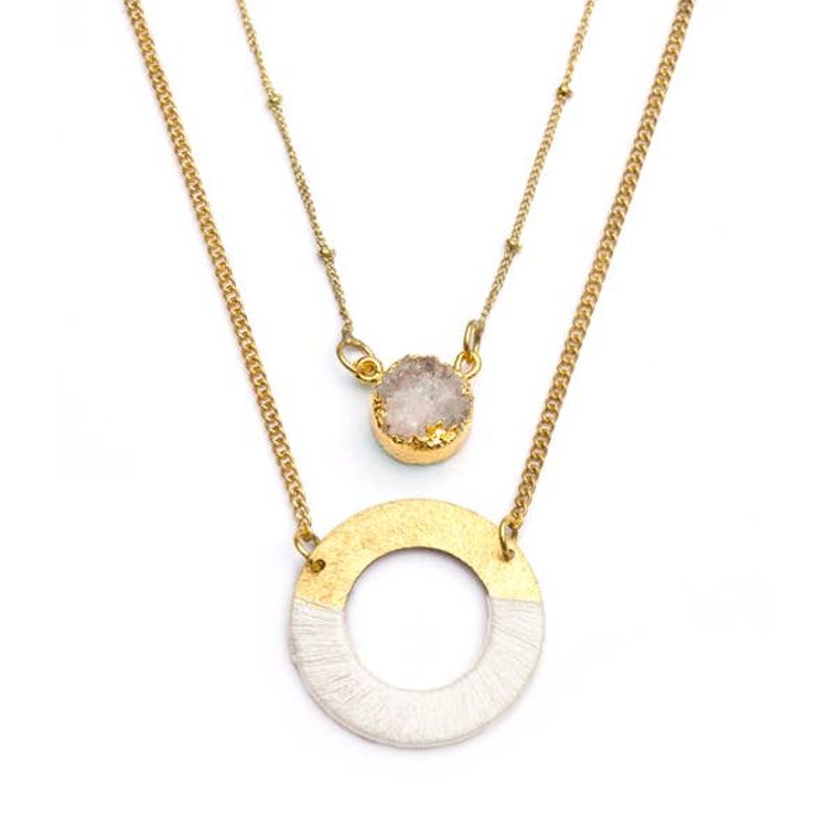 Kaia Druzy Necklace - White