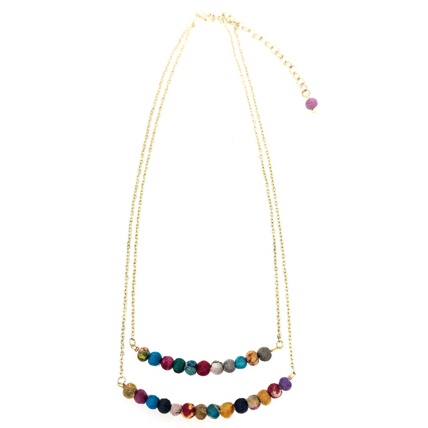 Layered Horizontal Kantha Necklace - Say Bloom