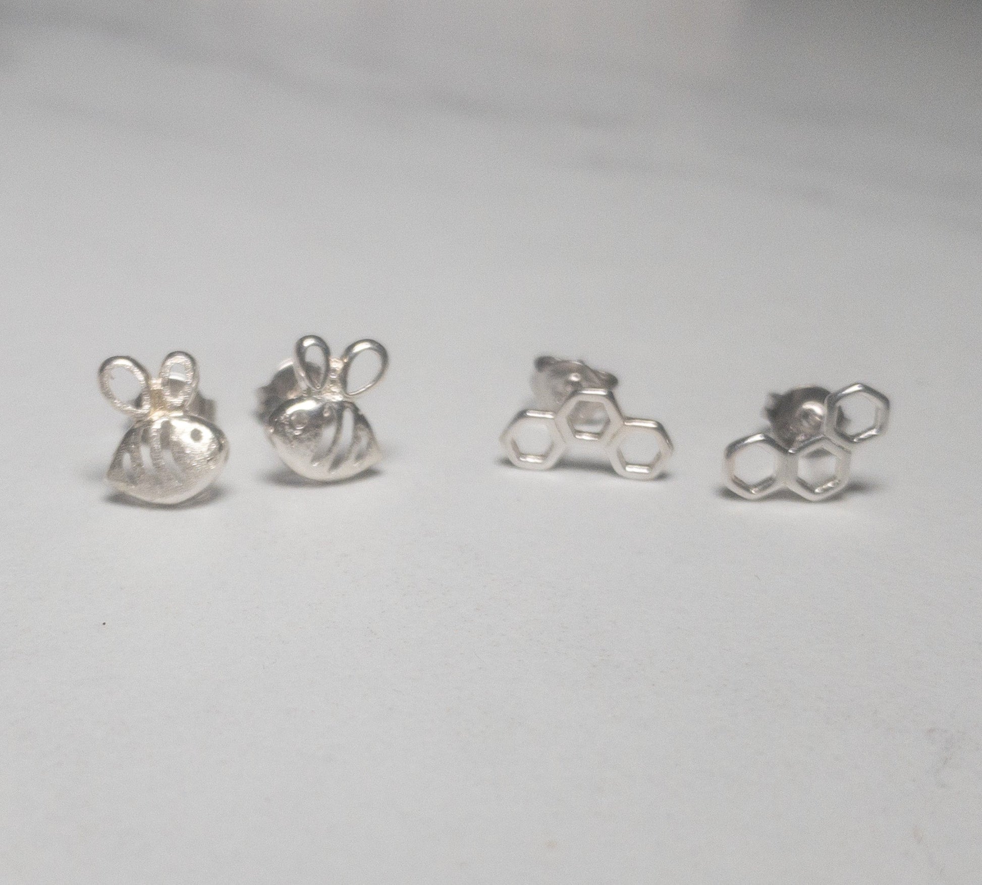 'Life is Sweet' Sterling Silver Bee Earring Stack - Say Bloom