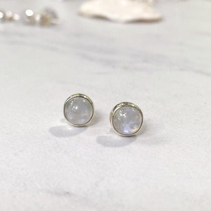 'Luna' Moonstone Sterling Silver Studs - Say Bloom