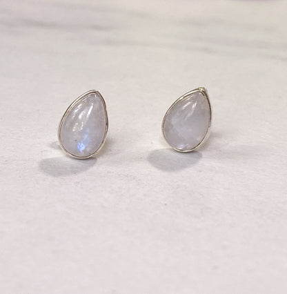 'Luna' Moonstone Sterling Silver Studs - Say Bloom