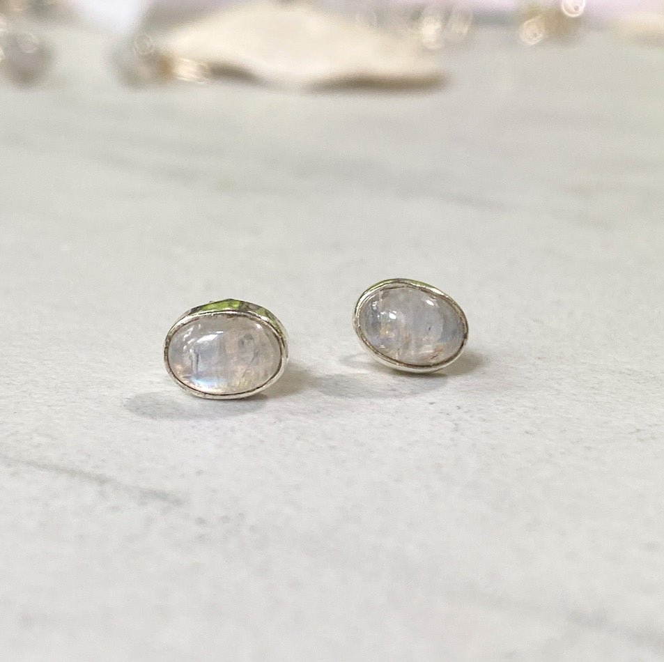 'Luna' Moonstone Sterling Silver Studs - Say Bloom