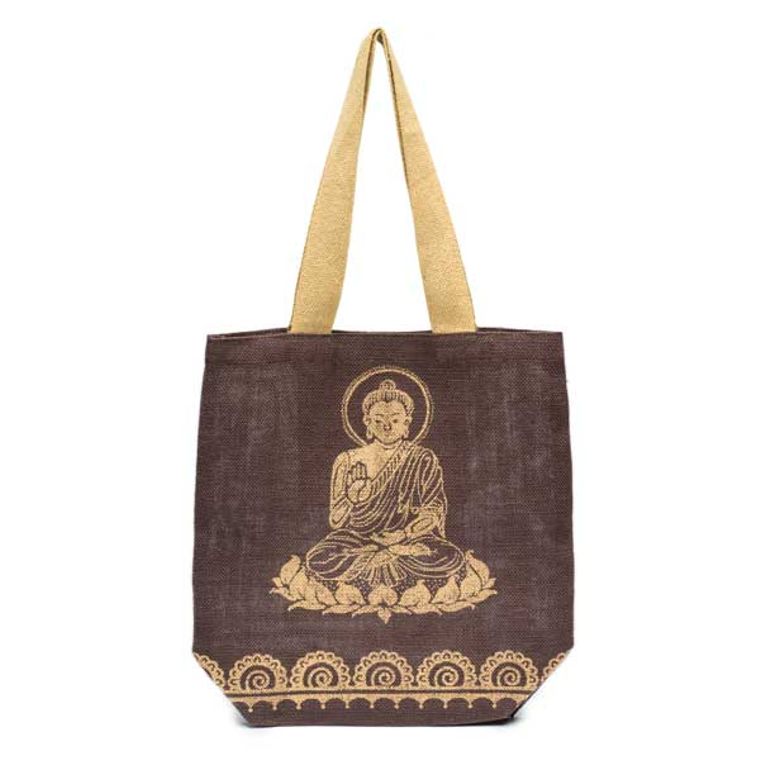 Metallic Buddha Jute Tote - Say Bloom