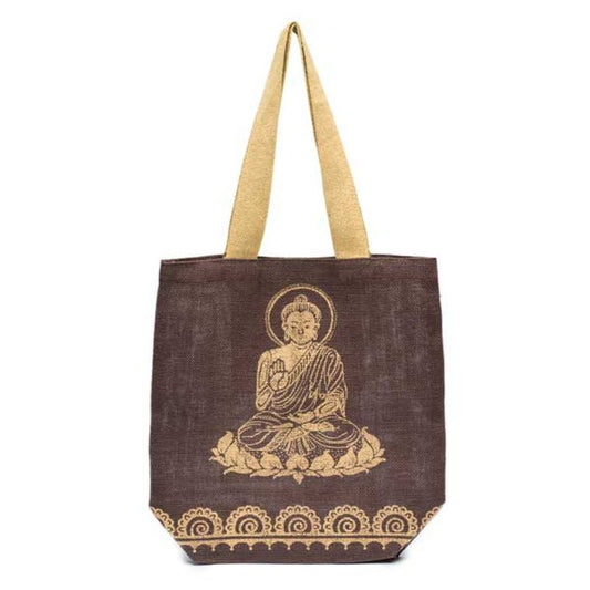 Metallic Buddha Jute Tote - Say Bloom