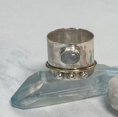 Moonstone Mantra Meditation Ring - Say Bloom