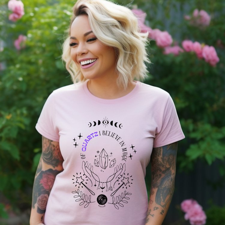 'Of Quartz I Believe In Magic' Crystal Lover's Tshirt - Say Bloom