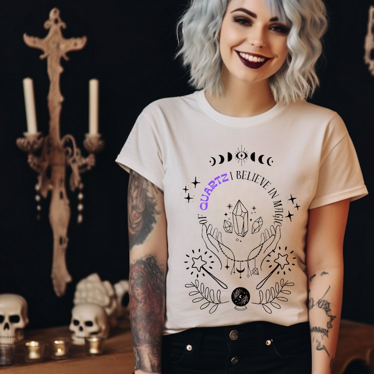 'Of Quartz I Believe In Magic' Crystal Lover's Tshirt - Say Bloom