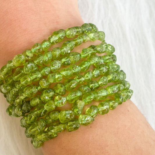 Peridot Nugget Energy Bracelet - Say Bloom