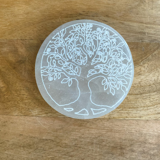 Selenite Charging Plate - Tree of Life - Say Bloom