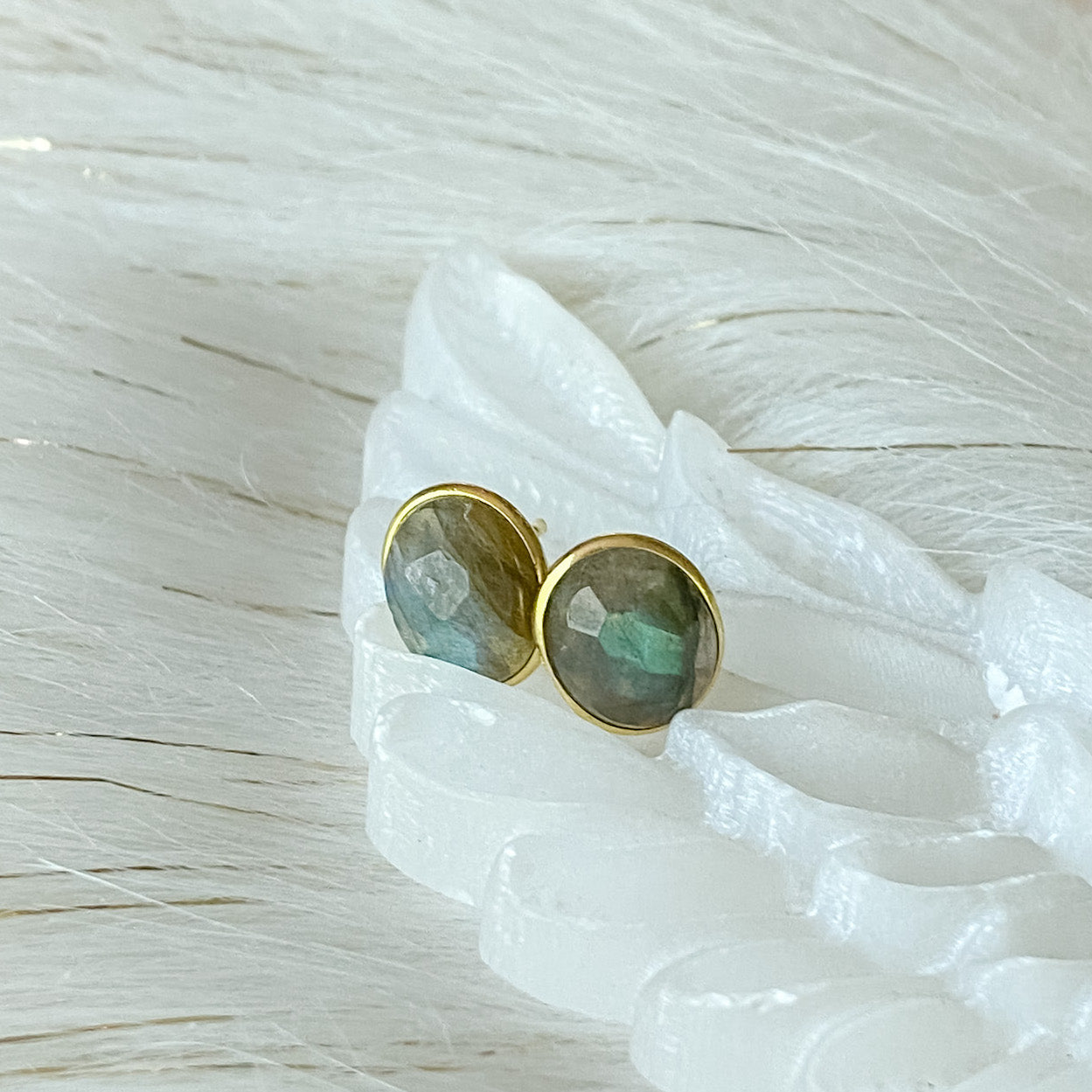 'Shakti' Labradorite Faceted Stud Earrings - Say Bloom