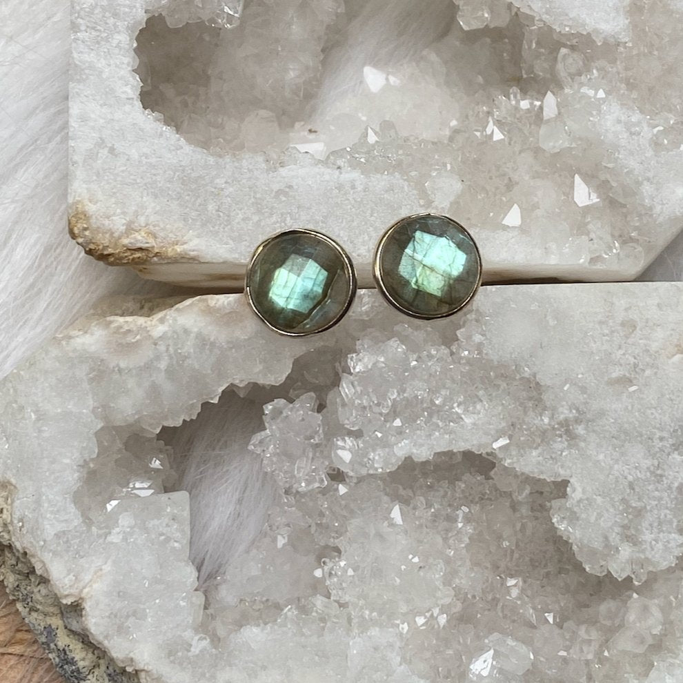 'Shakti' Labradorite Faceted Stud Earrings - Say Bloom