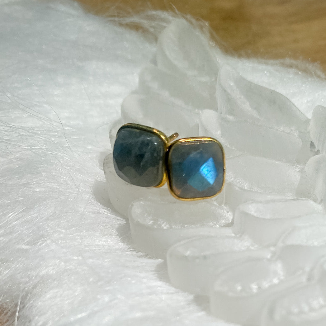 'Shakti' Labradorite Faceted Stud Earrings - Say Bloom