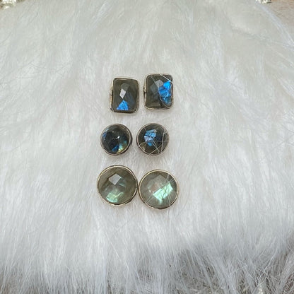 'Shakti' Labradorite Faceted Stud Earrings - Say Bloom