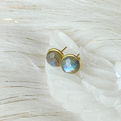 'Shakti' Labradorite Faceted Stud Earrings - Say Bloom