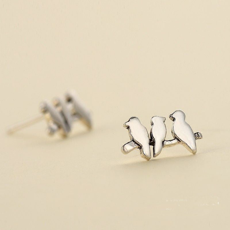 Three Little Birds 'I Love You' Sterling Silver Studs - Say Bloom