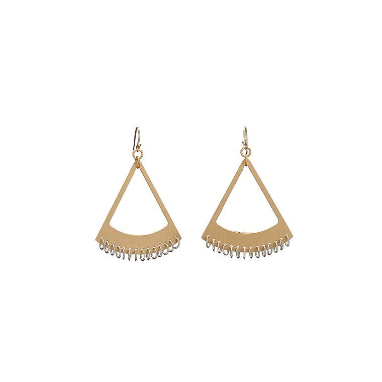 Triangle Fringed Earrings - Gold - Say Bloom