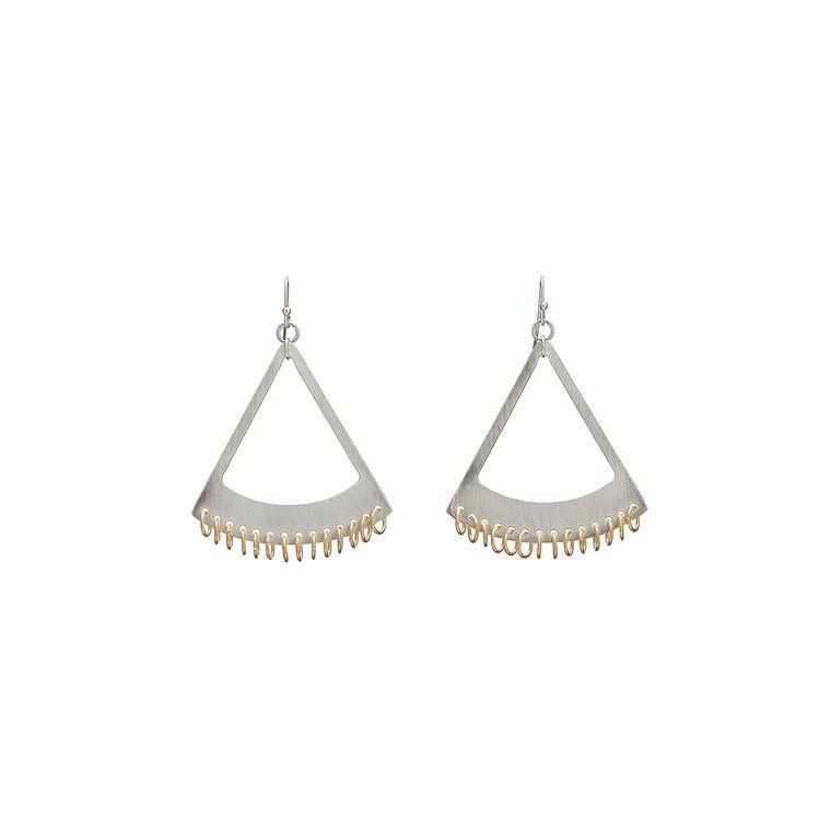 Triangle Fringed Earrings - Silver - Say Bloom