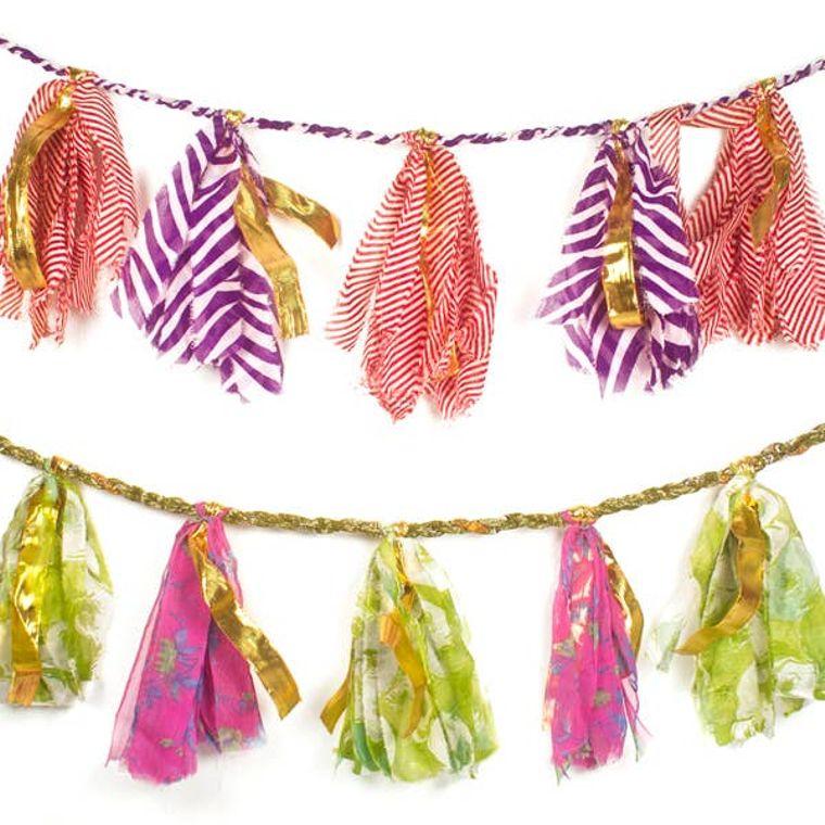 Upcycled Sari Party Tassel Garland - Say Bloom