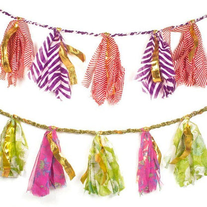 Upcycled Sari Party Tassel Garland - Say Bloom