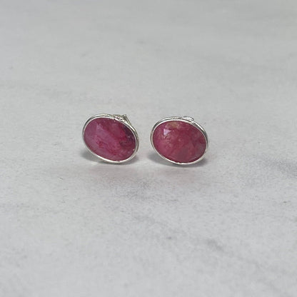 'Vita' Ruby Gemstone Stud Earrings - Say Bloom