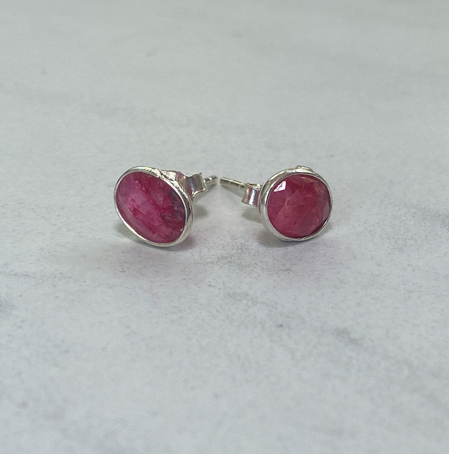 'Vita' Ruby Gemstone Stud Earrings - Say Bloom